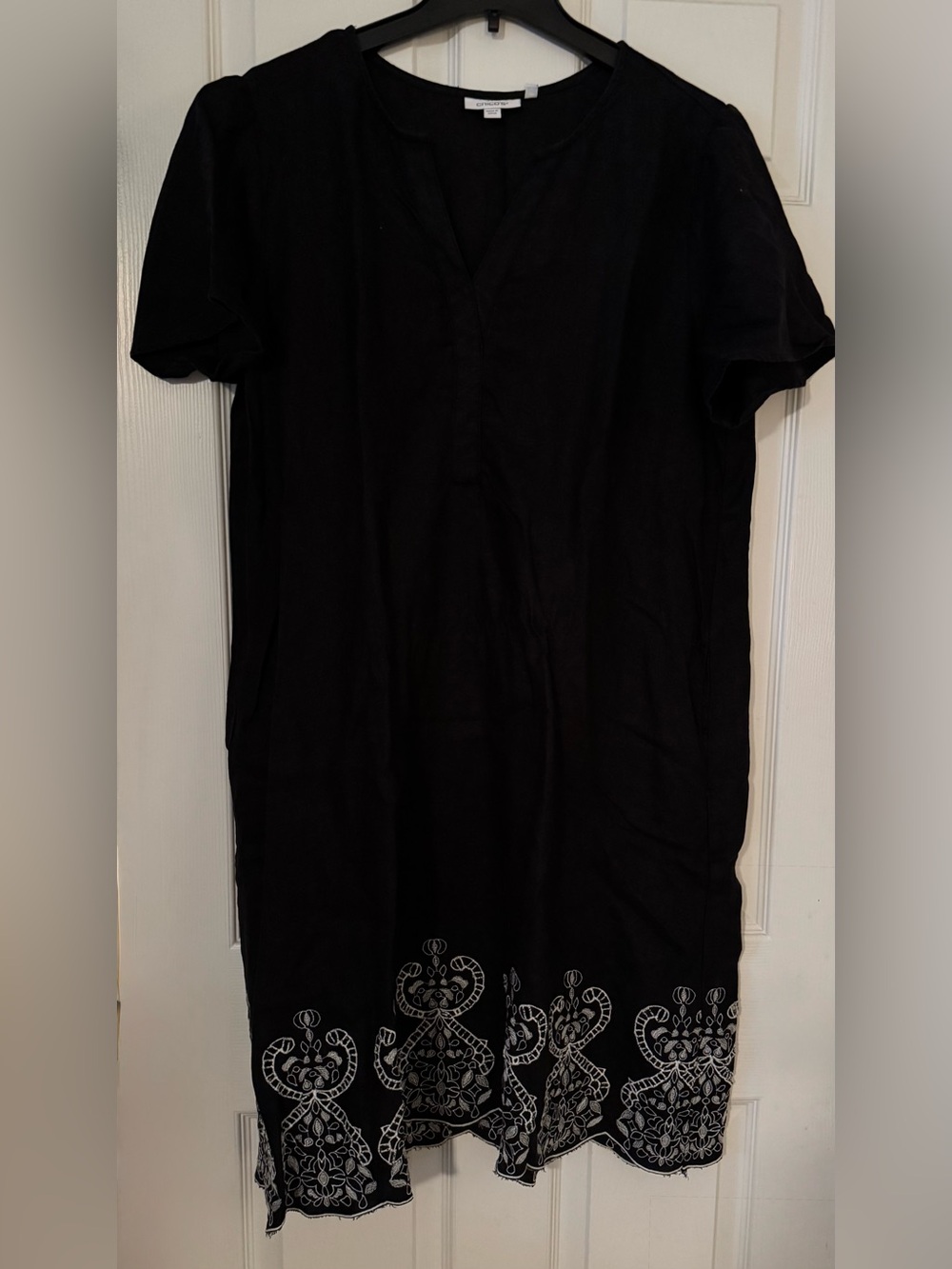 Chico’s Black Tunic Dress with Embroidered Hem